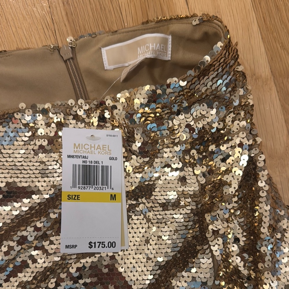 Michael Kors Gold Sequin Midi Pencil Skirt - Picture 3 of 3